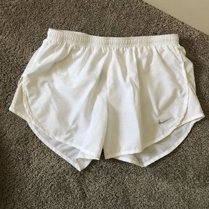 white nike running shorts